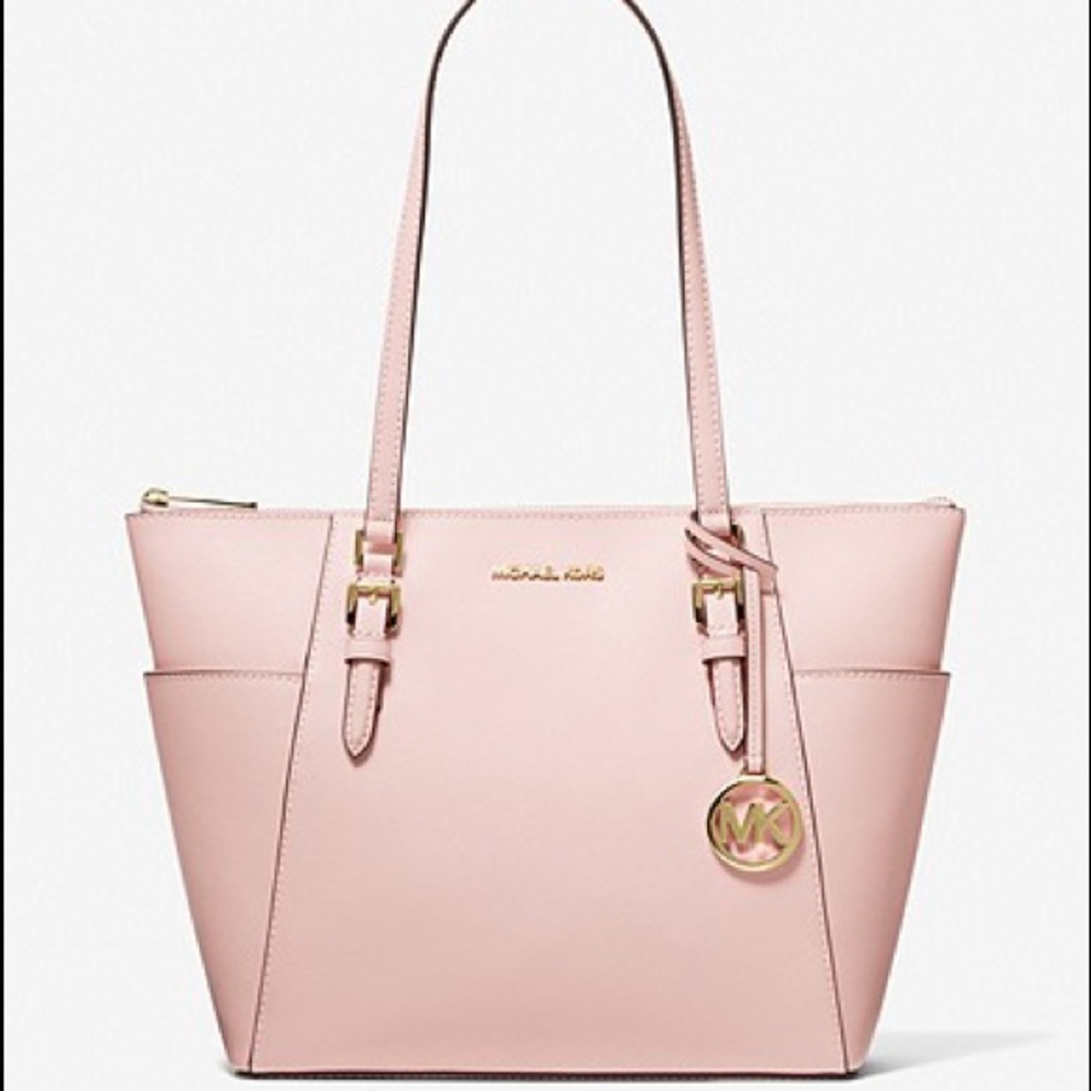 Charlotte Large Saffiano Leather Top-Zip Tote Bag